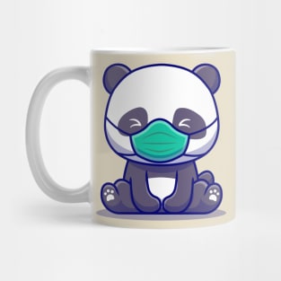 Cute Panda Sitting And Wearing Mask Mug